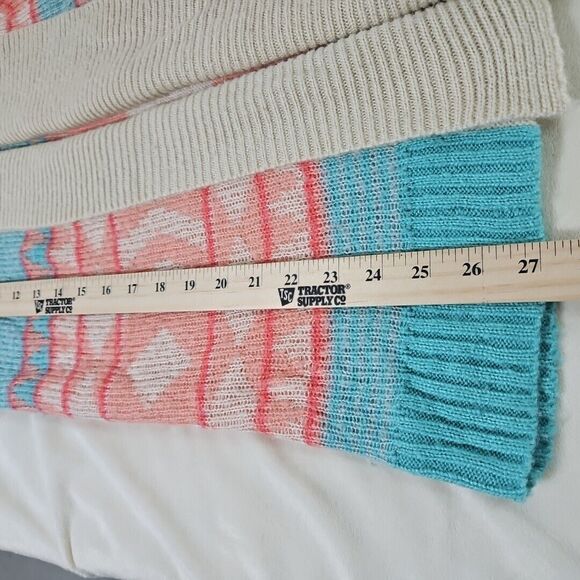 Roxy Women's Cardigan Sweater Oversize Aztec Pattern Tan,‎ Peach, Teal,  XS - Picture 6 of 12